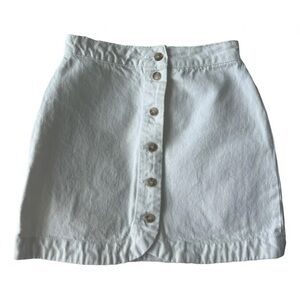 Sezane White Button-Front Mini Skirt